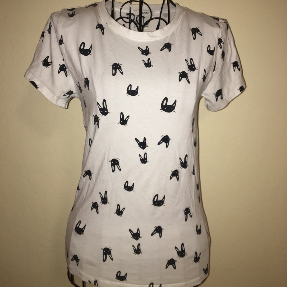 White Forever 21 Shirt with Cats